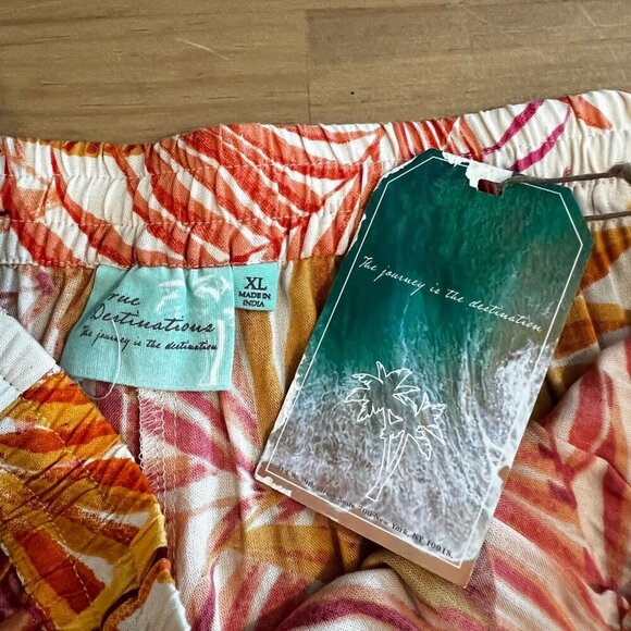 True Destination Womens Wide Leg Resort Pants XTRA-LARGE Orange Palm - Picture 5 of 8